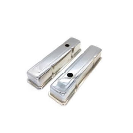 Bous Performance Steel Tall Unbaffled Valve Covers for 1958-1986 SBC 283-350, Chrome E41503C